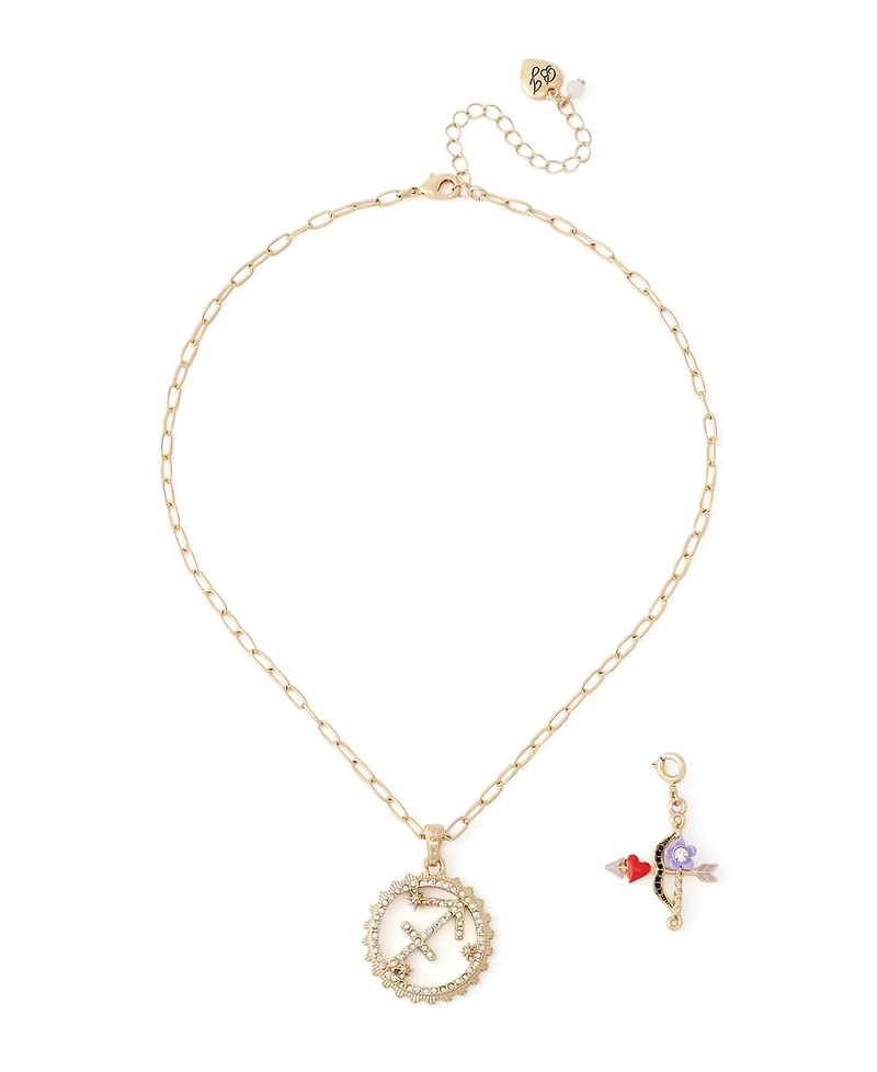 Betsey Johnson Faux-Stone Sagittarius Celestial Pendant Necklace Charm Zodiac Set