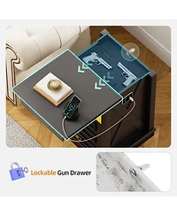 Vlsrka 3-Drawer Nightstand with Hidden Storage, Modern Bedside Table Charging Station and Led Light, Bedroom End Spacious Drawers