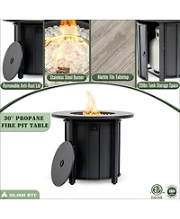 Streamdale Furniture 30-inch Outdoor Fire Pit Table with Wood Grain Ceramic Top