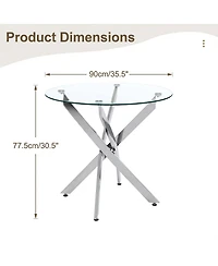 Streamdale Furniture 35.5" Glass Leg Round Dining Table
