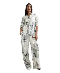 Desigual Women's Printed Wide-Leg Trousers