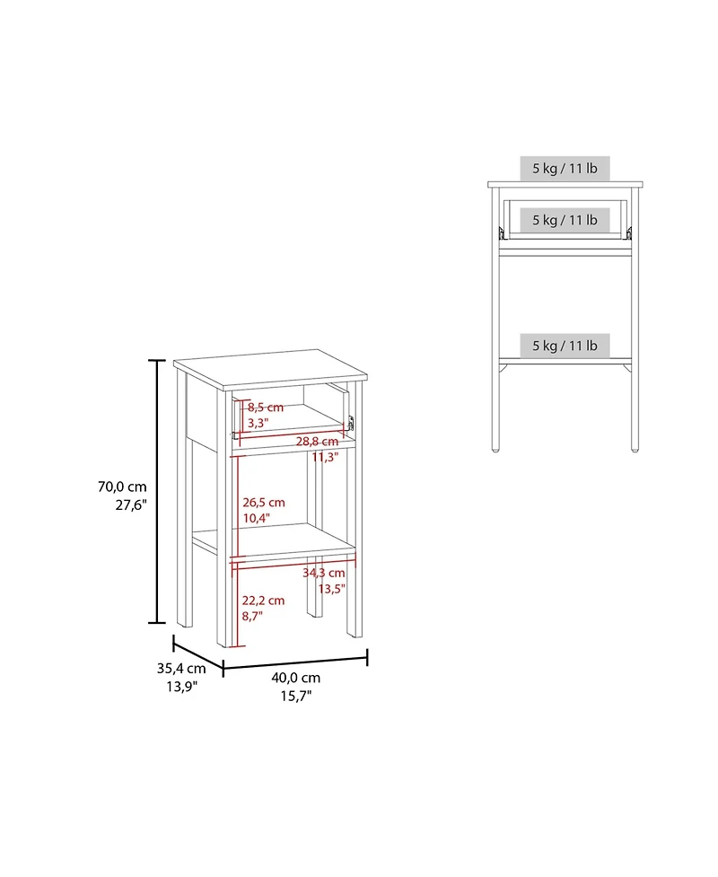 Fm Furniture Shongopovi One Drawer Nightstand with Open Shelf, Compact Design, Modern Style, Bedroom Use