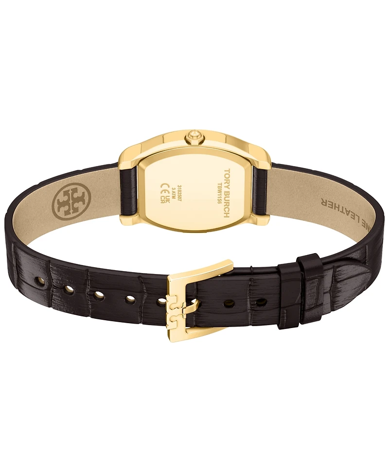 Tory Burch Women's Small Eleanor Curve Brown Leather Watch 24mm