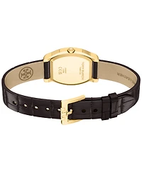 Tory Burch Women's Small Eleanor Curve Brown Leather Watch 24mm