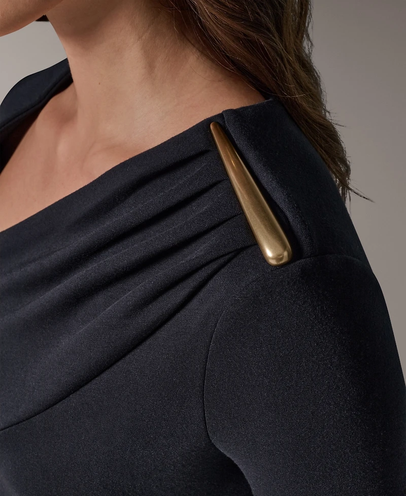 Donna Karan New York Petite Asymmetrical Long-Sleeve Sheath Dress