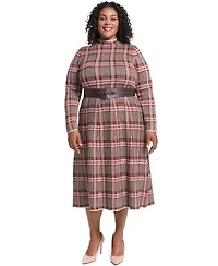 Eliza J Plus Mock Neck Midi Fit & Flare Dress
