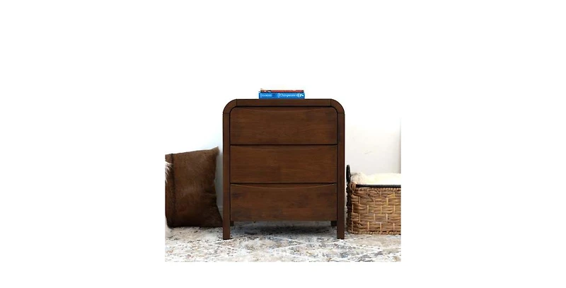 Lucky One 23.6" Width Solid Wood Mid Century Nightstand with 3-Drawer