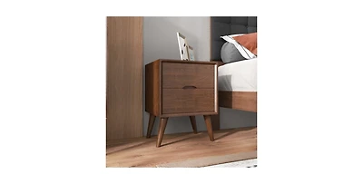 Lucky One 24.8" Width Solid Wood Mid Century Nightstand with 2-Drawer