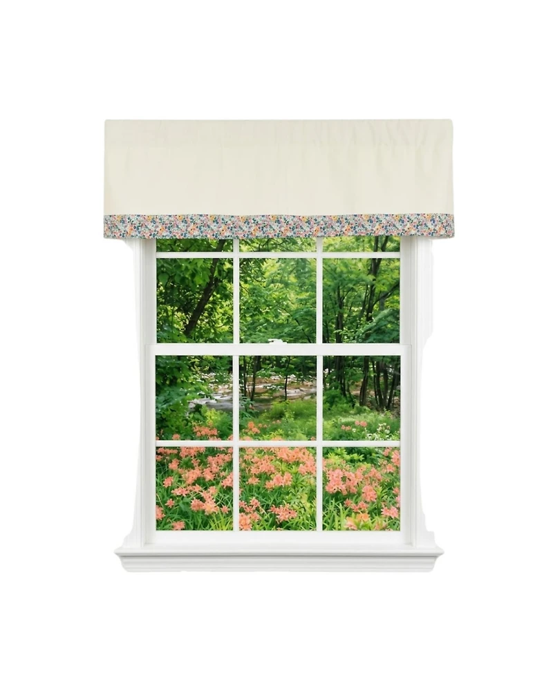 Rlf Home Petite Flowers Banded Window Valance 100% Cotton Lined Rod Pocket