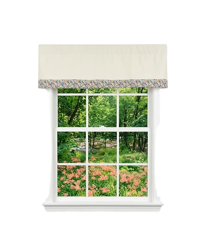 Rlf Home Petite Flowers Banded Window Valance 100% Cotton Lined Rod Pocket