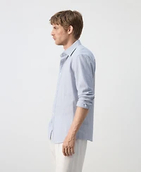 Mango Men's Textured Striped Seersucker Shirt