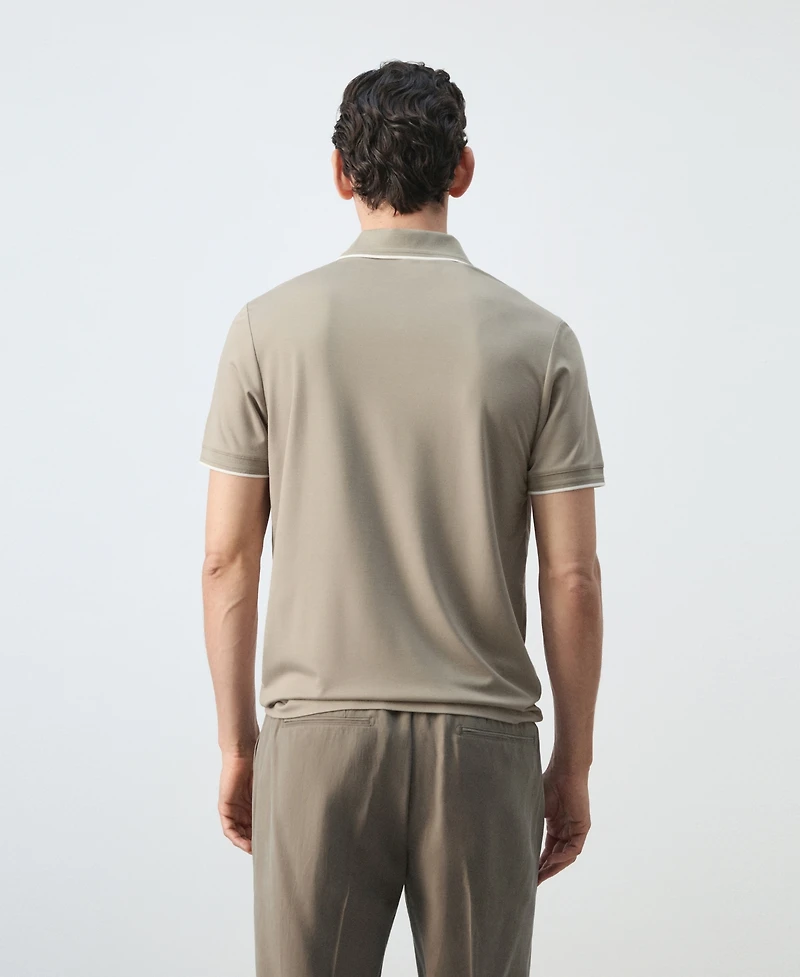 Mango Men's Plain Ribbed Polo Shirt