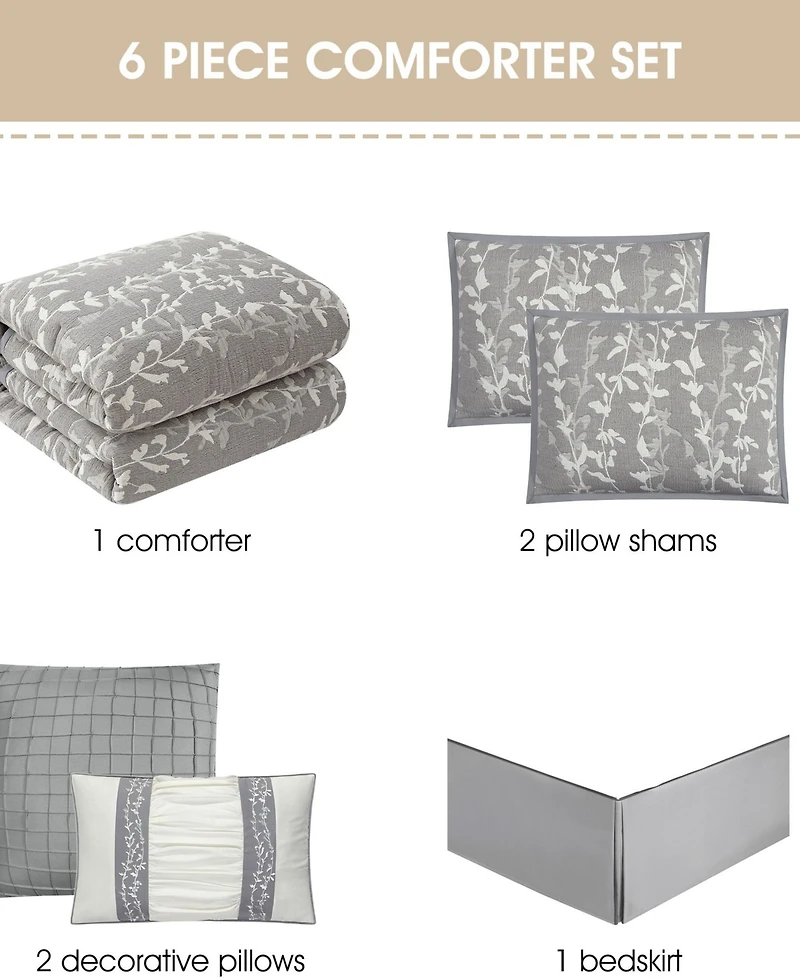 Stratford Park Desia Leaves 6-Pc. Comforter Set