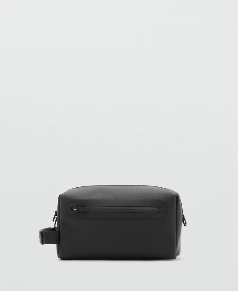 Mango Men's Faux Leather Detail Toiletry Bag