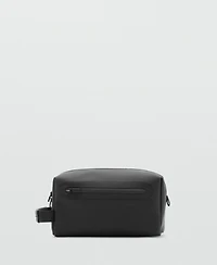Mango Men's Faux Leather Detail Toiletry Bag