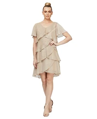 Sl Fashions Tiered Shimmer Shift Dress