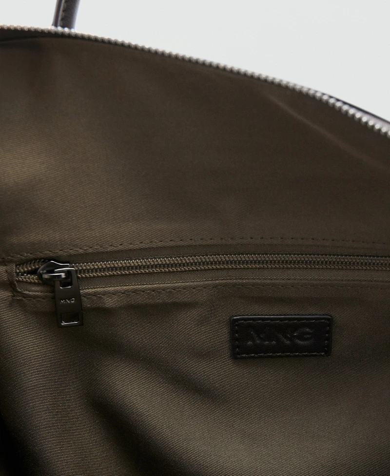 Mango Men's Leather Details Bowling Bag