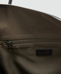 Mango Men's Leather Details Bowling Bag