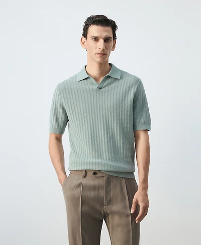 Mango Men's Structured Cotton Knit Polo Shirt
