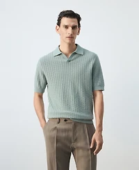 Mango Men's Structured Cotton Knit Polo Shirt