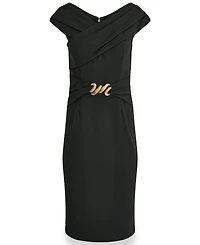 Donna Karan New York Women's Portrait Neck Sheath Midi Dress With Hardware