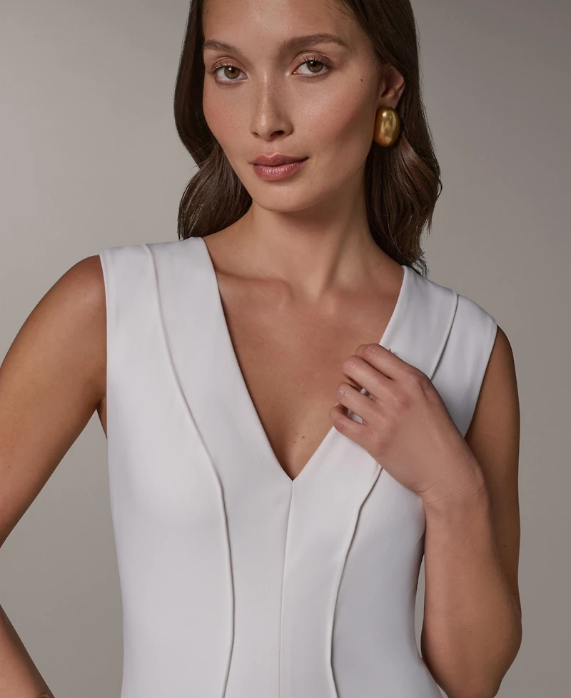 Donna Karan New York Women's Sleeveless V-Neck Midi Dress