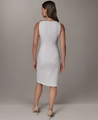 Donna Karan New York Women's Sleeveless Boat Neck Tweed Sheath Dress
