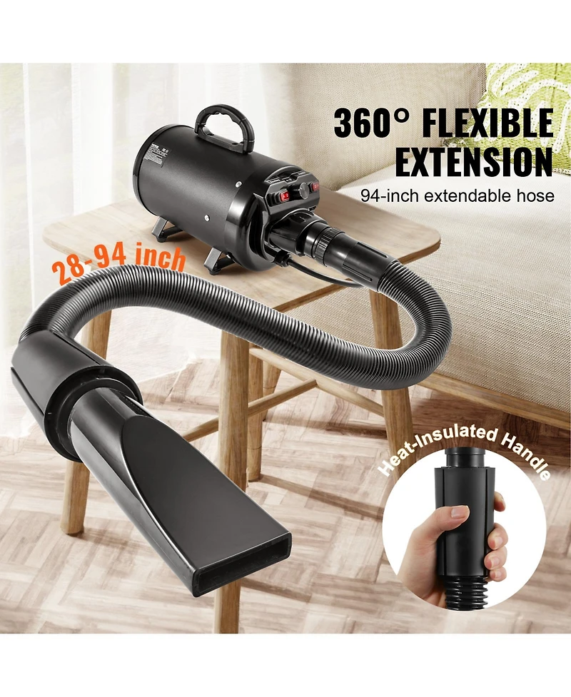 Vevor Dog Dryer 2800W Pet Grooming Dryer Adjustable Speed with 4 Nozzles