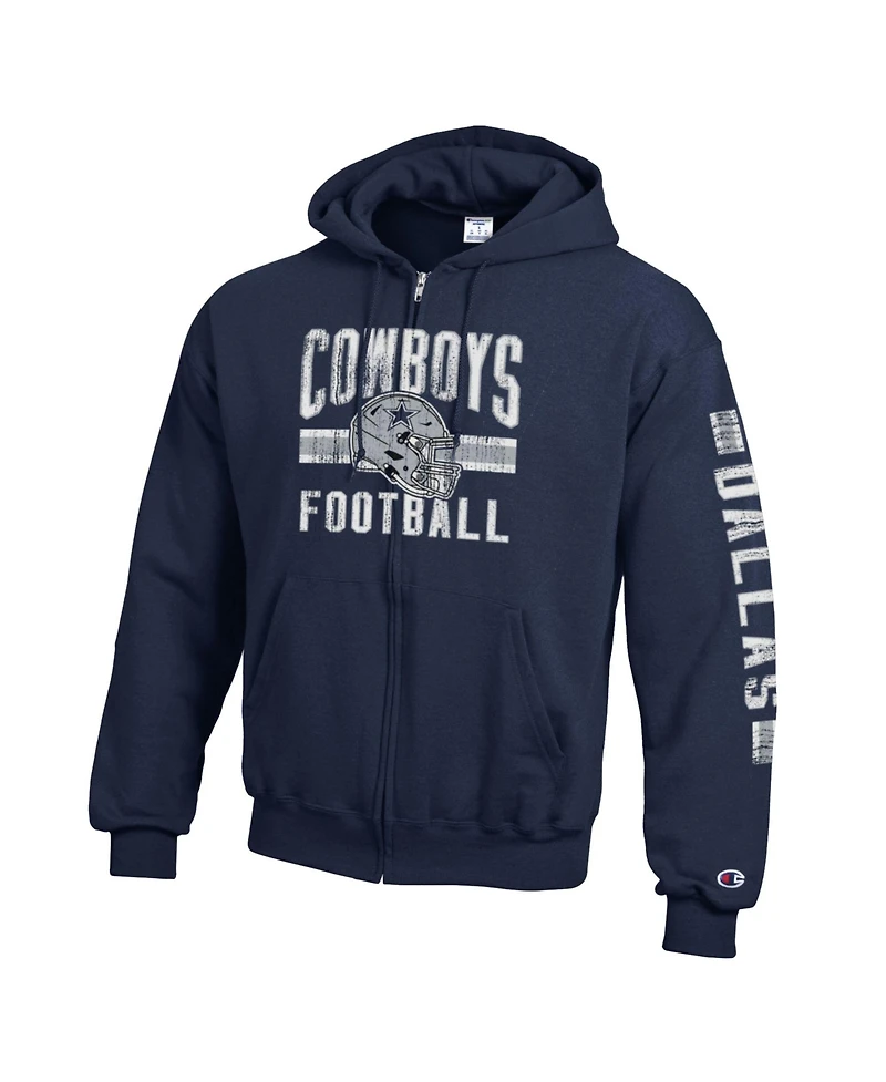 Champion Men's Navy Dallas Cowboys Powerblend Fleece Full-Zip Hoodie