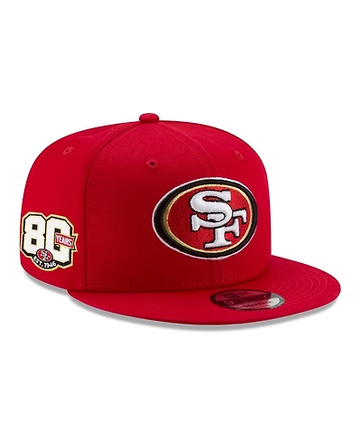 New Era Men's Scarlet San Francisco 49ers 80th Anniversary Side Patch 9FIFTY Snapback Hat