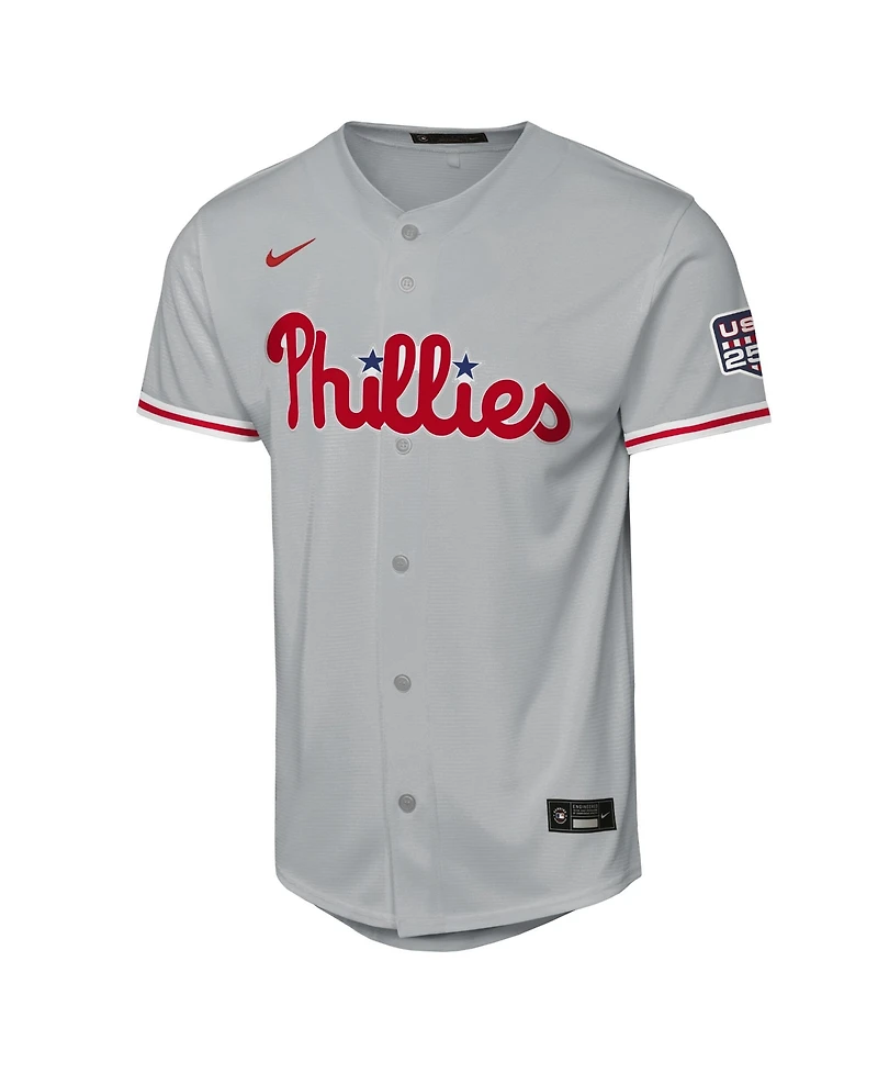 Nike Big Boys and Girls Bryce Harper Gray Philadelphia Phillies Usa 250 Fourth of July Road Replica Jersey