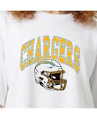 Champion Women's White Los Angeles Chargers Boyfriend Cropped T-Shirt