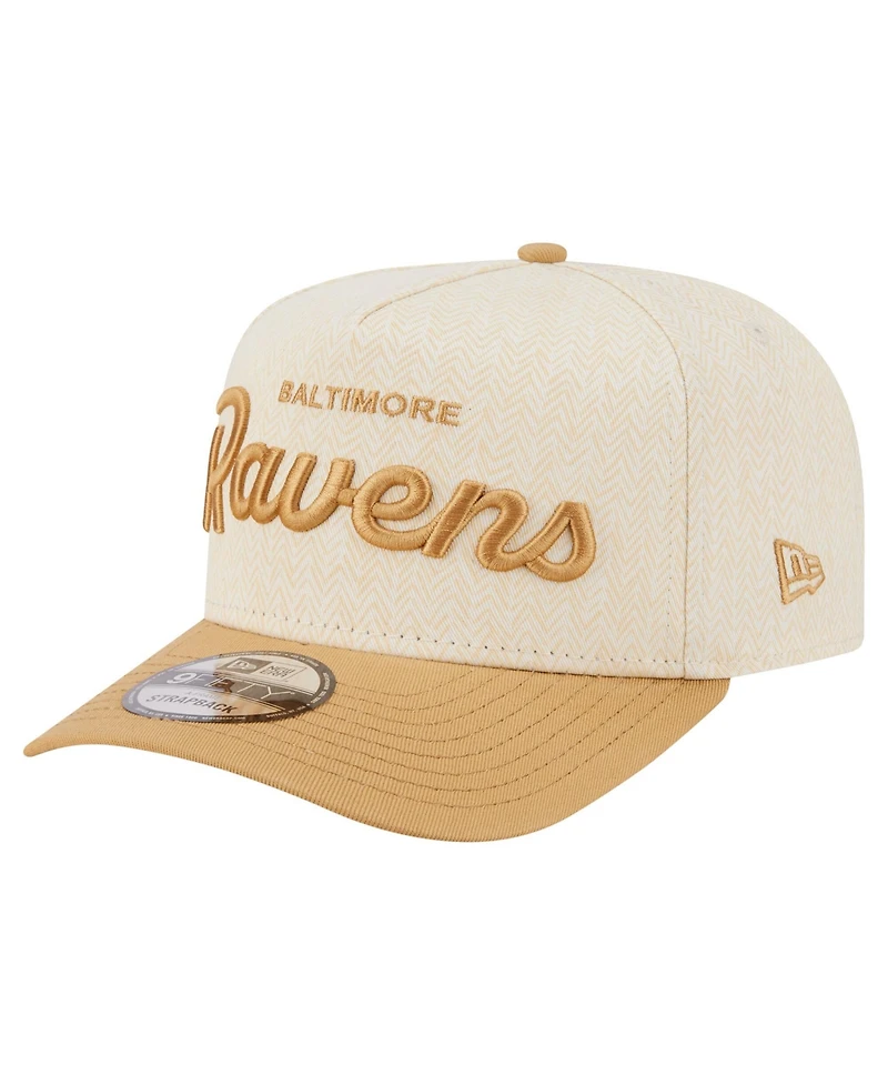 New Era Men's Cream Baltimore Ravens Herringbone 9FIFTY A-Frame Snapback Hat