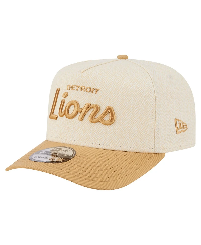 New Era Men's Cream Detroit Lions Herringbone 9FIFTY A-Frame Snapback Hat