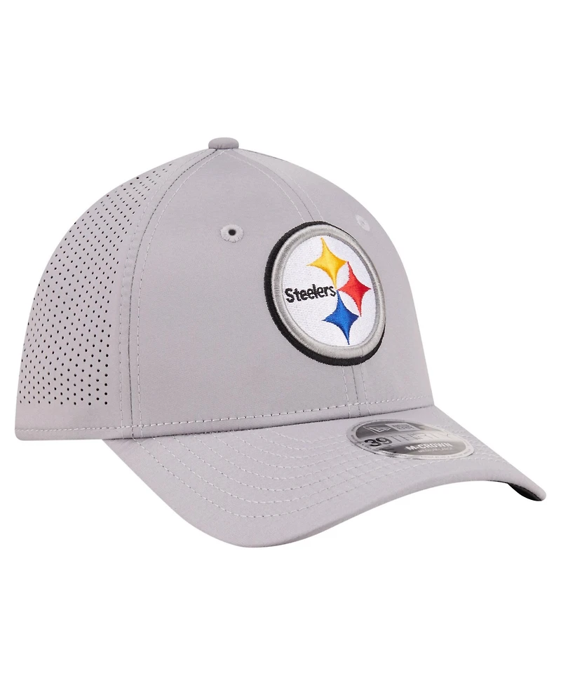 New Era Men's Gray Pittsburgh Steelers 39THIRTY M-Crown Flex Fit Hat
