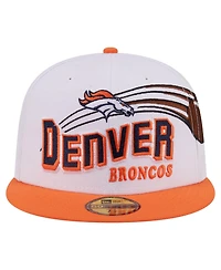 New Era Men's White/Orange Denver Broncos Retro Swoop 59FIFTY Fitted Hat