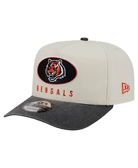 New Era Men's Cream/Black Cincinnati Bengals Washed A-Frame 9FIFTY Snapback Hat