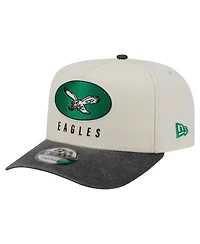 New Era Men's Cream/Black Philadelphia Eagles Washed A-Frame 9FIFTY Snapback Hat