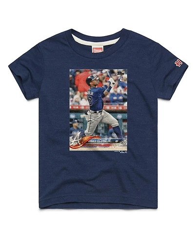 Homage Big Boys and Girls Ronald Acuna Jr. Navy Atlanta Braves Topps Baseball Card Tri-Blend T-Shirt