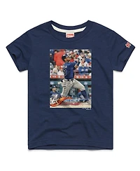 Homage Big Boys and Girls Ronald Acuna Jr. Navy Atlanta Braves Topps Baseball Card Tri-Blend T-Shirt