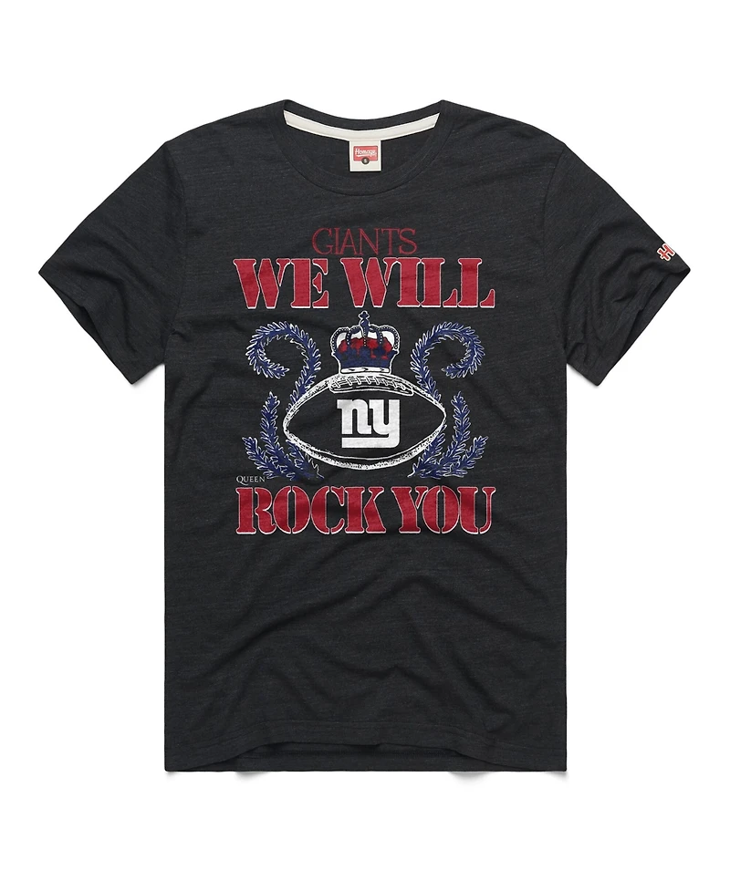 Homage Men's and Women's Charcoal New York Giants 2026 Nfl Schedule Queen Tri-Blend T-Shirt
