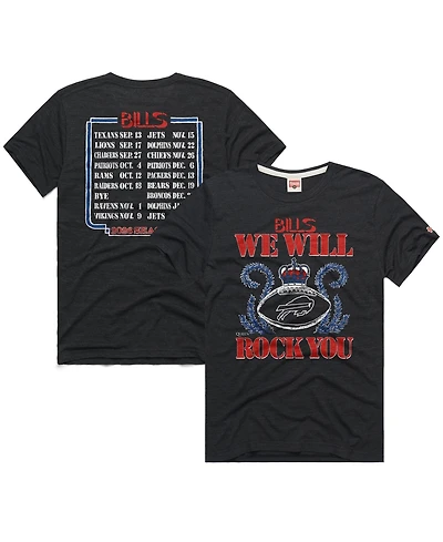 Homage Men's and Women's Charcoal Buffalo Bills 2026 Nfl Schedule Queen Tri-Blend T-Shirt