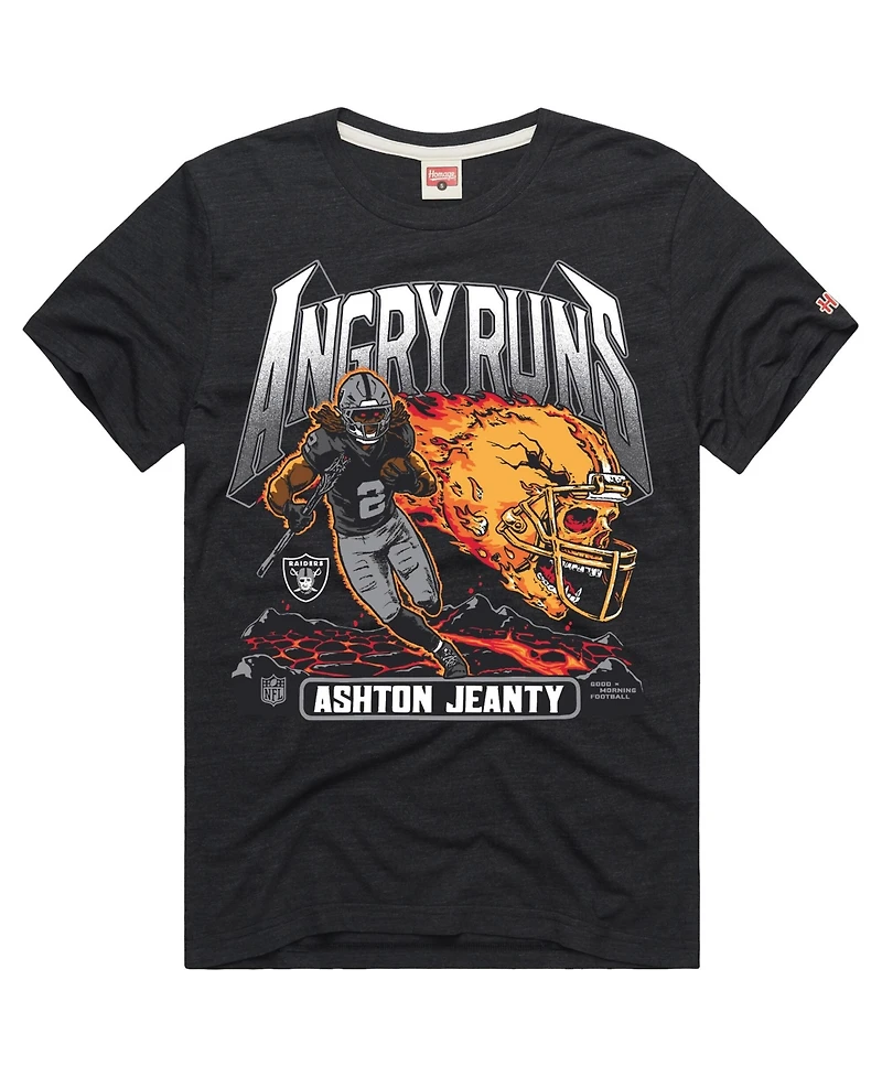 Homage Men's and Women's Ashton Jeanty Charcoal Las Vegas Raiders Angry Runs Player Graphic Tri-Blend T-Shirt