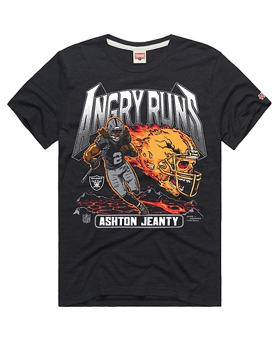 Homage Men's and Women's Ashton Jeanty Charcoal Las Vegas Raiders Angry Runs Player Graphic Tri-Blend T-Shirt