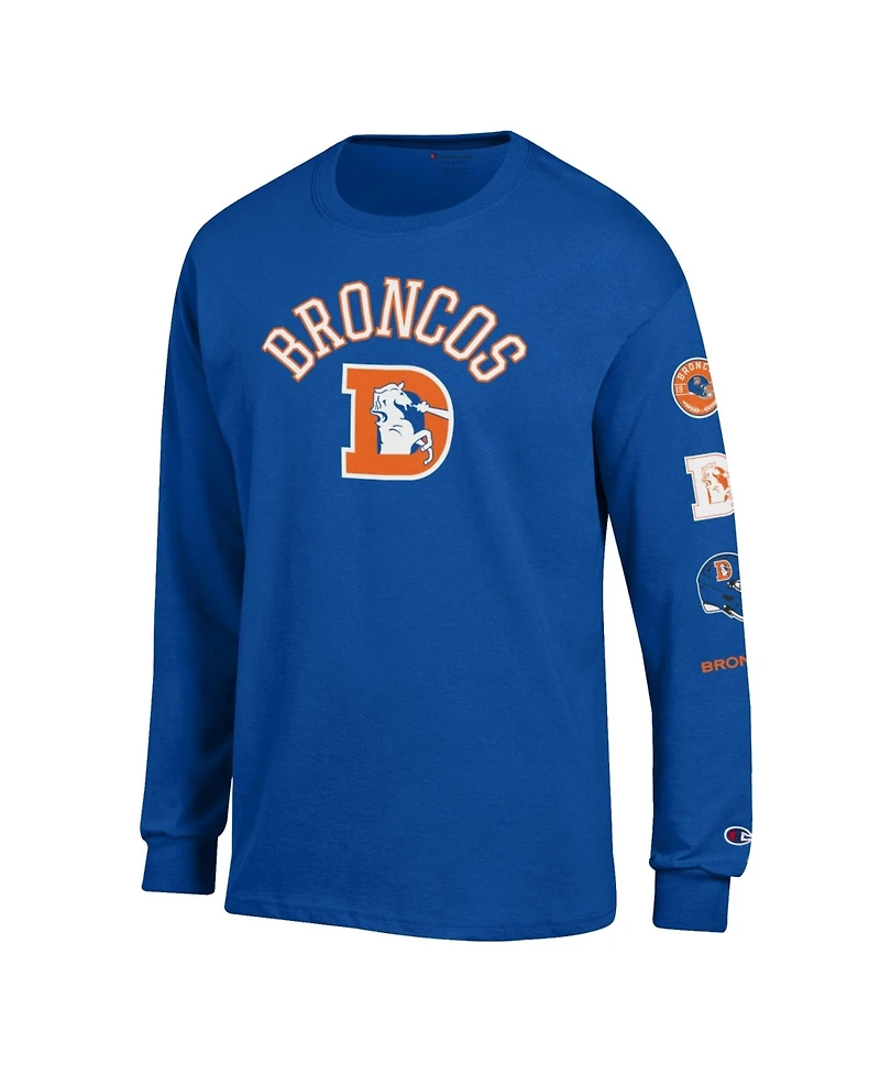 Champion Men's Royal Denver Broncos Long Sleeve Jersey T-Shirt