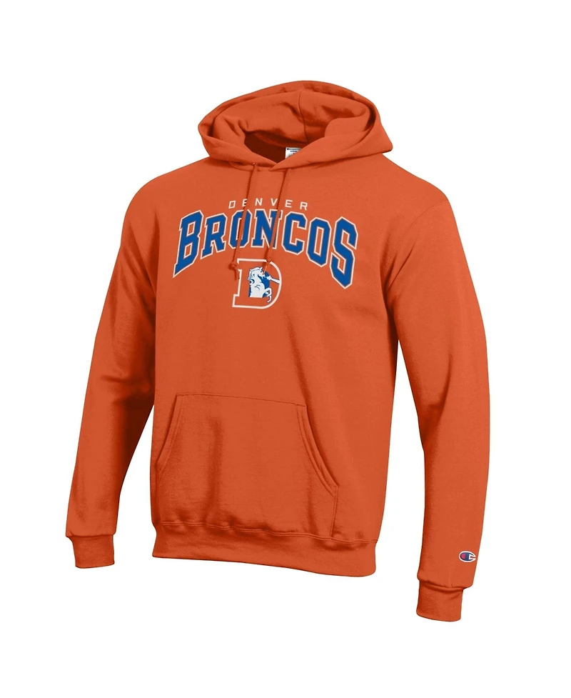 Champion Men's Orange Denver Broncos Powerblend Arch over Logo Hoodie