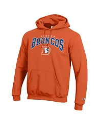 Champion Men's Orange Denver Broncos Powerblend Arch over Logo Hoodie
