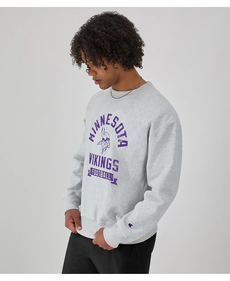 Champion Men's Heather Gray Minnesota Vikings Reverse Weave Fleece Pullover Sweatshirt