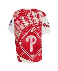 Outerstuff Big Boys and Girls Cream Philadelphia Phillies Big League Top Player Bold All-Over-Print T-Shirt