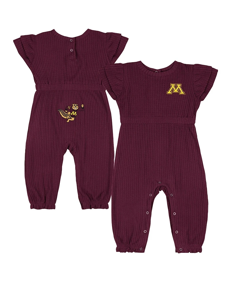 Colosseum Baby Boys and Girls Maroon Minnesota Golden Gophers Beautopia Waffle Knit Romper